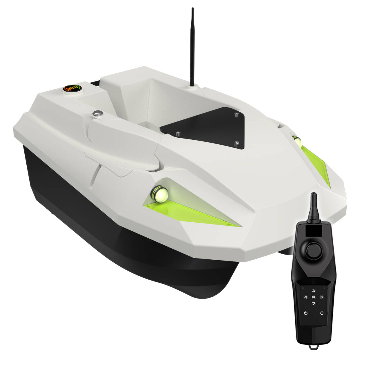 Fishing Boat Gps - LED搭載、夜間対応、リモコン操作、GPS機能付き、1.5kgの積載量、500mの航続距離、デュアルモーター、プラスチック製、餌を運ぶための釣り用ボート。