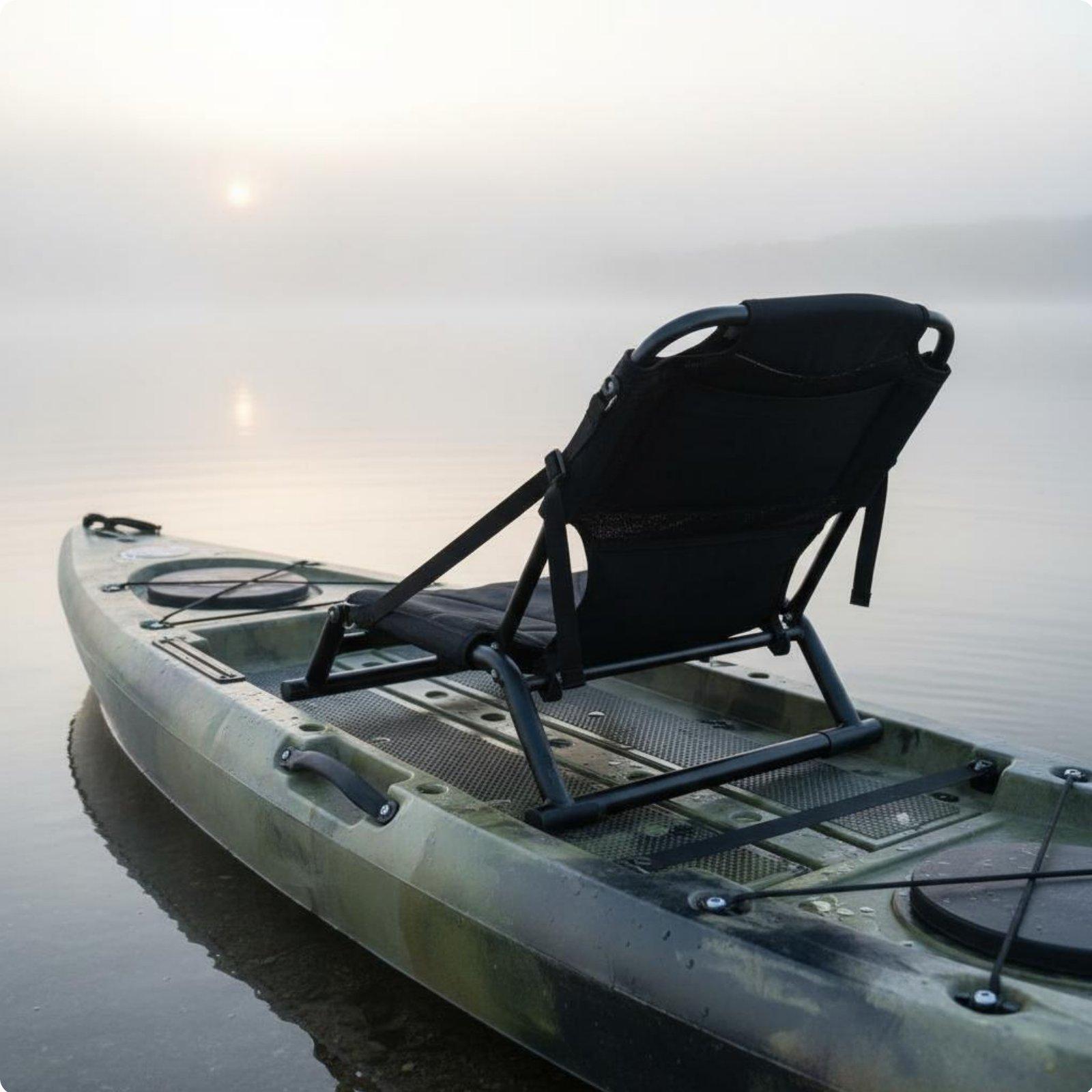 Fishing Boat Seat - 耐久性に優れたカヤック用シート。スチール製で、折りたたみ式。調整可能なカヌー用チェア。パドルボードやカヌーでの釣り、人間工学に基づいた背もたれ付き。