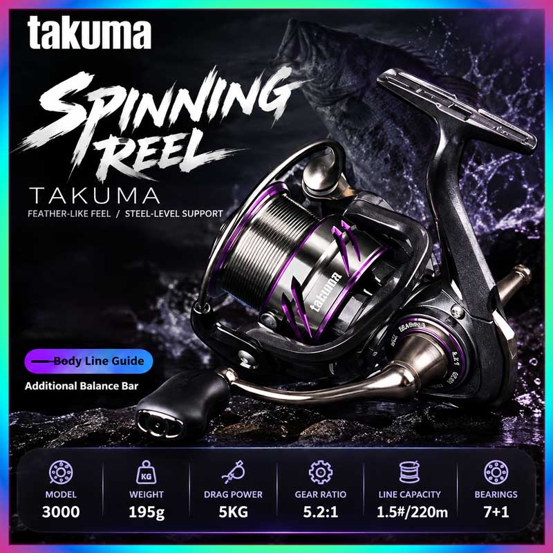 Fishing Boat Steering Wheel - タクマ・リンシ 3000シリーズ 軽量スピニングリール 7+1ベアリング メタル製ワイヤーカップ 遠投対応