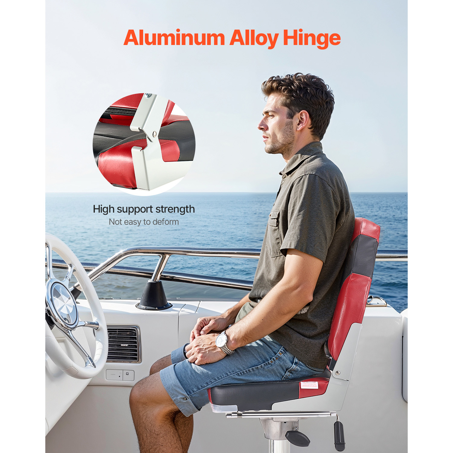 VEVOR製、高めの背もたれを備えた折りたたみ式ボートシート - Fishing Boat Seat のレビューと価格
