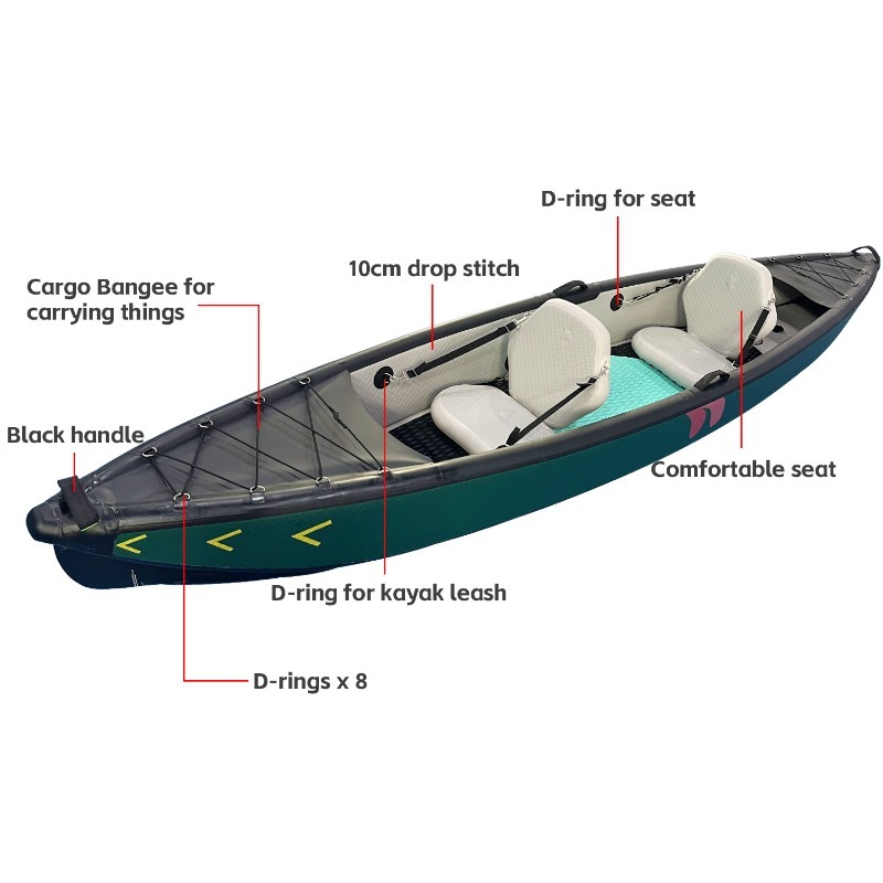 新設計4.2mポータブルインフレータブルカヤックカヌー、強化 - Fishing Boat Inflatable のレビューと価格